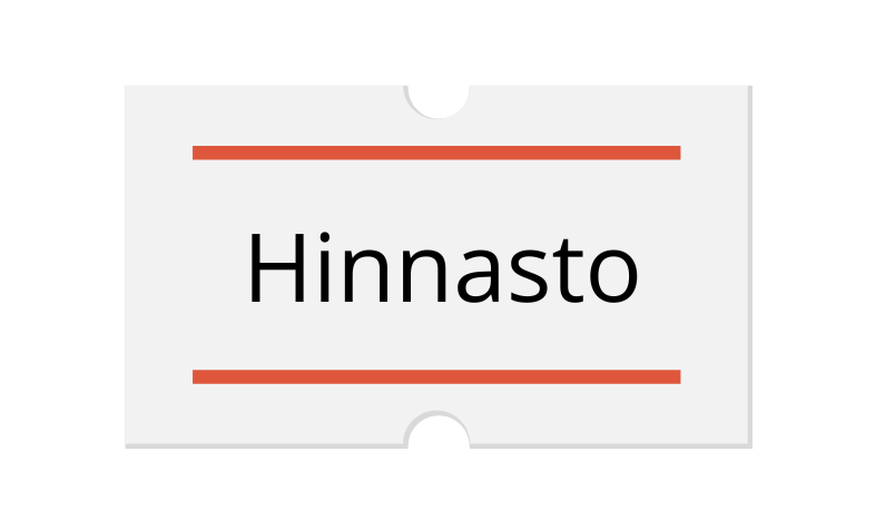 Hinnaston kertova kyltti, jossa lukee "hinnasto"